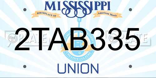 2TAB335 Mississippi License Plate