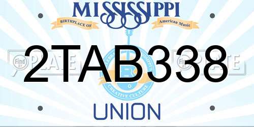 2TAB338 Mississippi License Plate