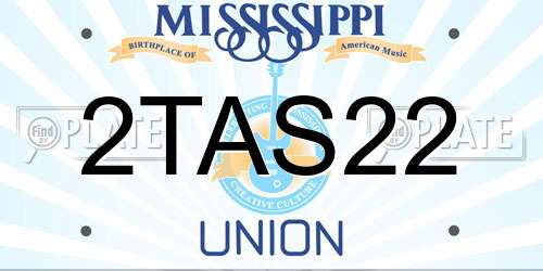 2TAS22 Mississippi License Plate