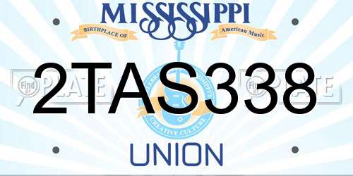 2TAS338 Mississippi License Plate