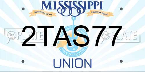 2TAS77 Mississippi License Plate