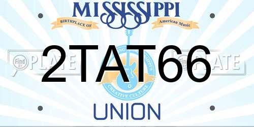 2TAT66 Mississippi License Plate