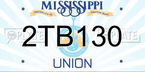 2TB130 Mississippi License Plate