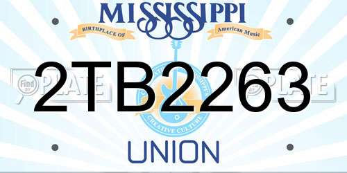 2TB2263 Mississippi License Plate