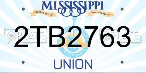 2TB2763 Mississippi License Plate