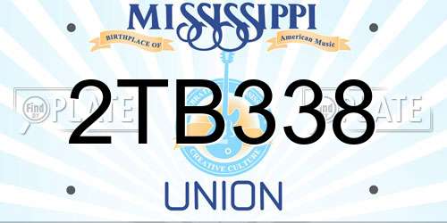 2TB338 Mississippi License Plate