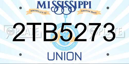 2TB5273 Mississippi License Plate