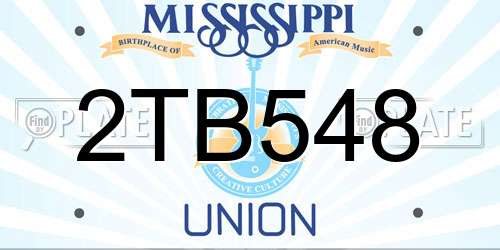 2TB548 Mississippi License Plate