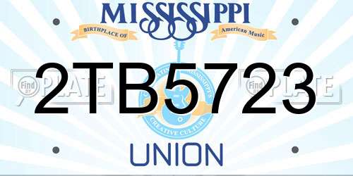 2TB5723 Mississippi License Plate