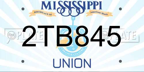 2TB845 Mississippi License Plate