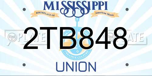 2TB848 Mississippi License Plate