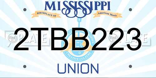 2TBB223 Mississippi License Plate