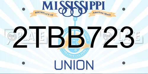 2TBB723 Mississippi License Plate
