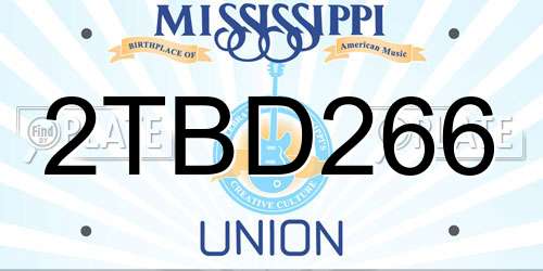 2TBD266 Mississippi License Plate
