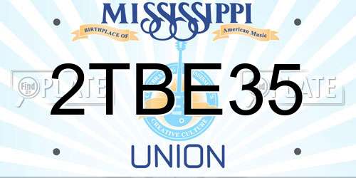 2TBE35 Mississippi License Plate