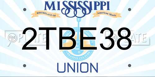 2TBE38 Mississippi License Plate