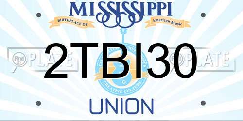 2TBI30 Mississippi License Plate