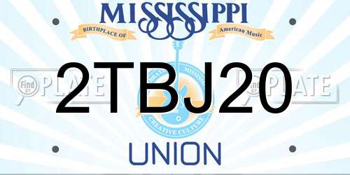 2TBJ20 Mississippi License Plate