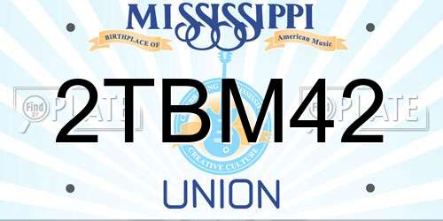 2TBM42 Mississippi License Plate