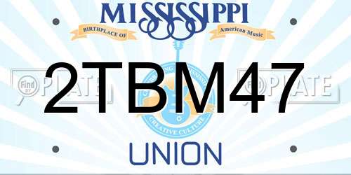 2TBM47 Mississippi License Plate