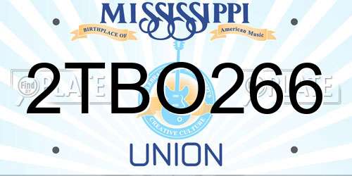 2TBO266 Mississippi License Plate