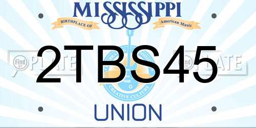 2TBS45 Mississippi License Plate