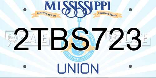 2TBS723 Mississippi License Plate