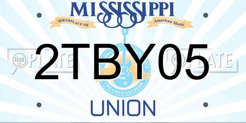 2TBY05 Mississippi License Plate