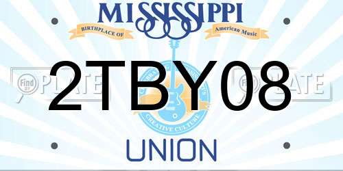 2TBY08 Mississippi License Plate