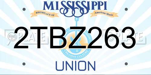 2TBZ263 Mississippi License Plate