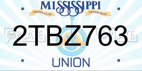 2TBZ763 Mississippi License Plate