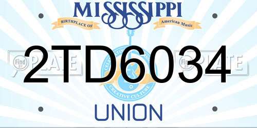 2TD6034 Mississippi License Plate