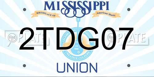 2TDG07 Mississippi License Plate