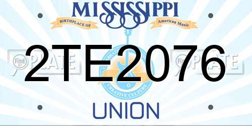 2TE2076 Mississippi License Plate