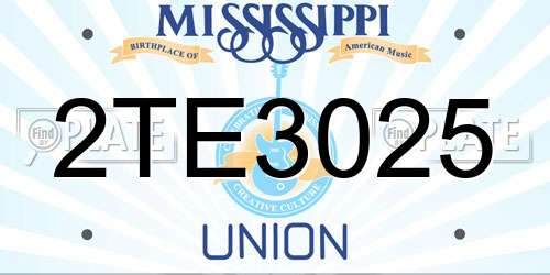 2TE3025 Mississippi License Plate