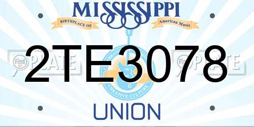 2TE3078 Mississippi License Plate