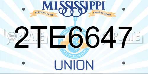2TE6647 Mississippi License Plate