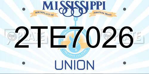 2TE7026 Mississippi License Plate