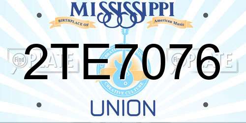 2TE7076 Mississippi License Plate