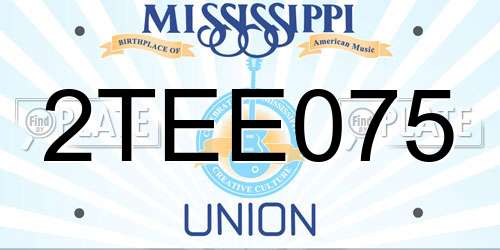 2TEE075 Mississippi License Plate