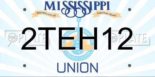 2TEH12 Mississippi License Plate
