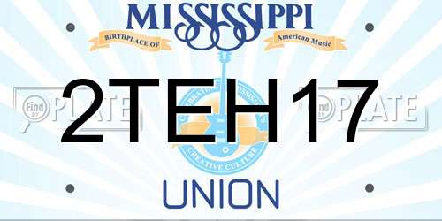 2TEH17 Mississippi License Plate