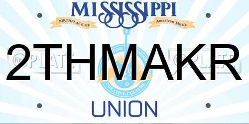 2THMAKR Mississippi License Plate