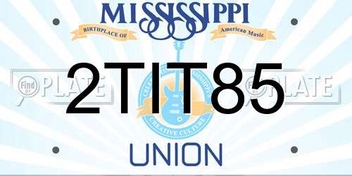 2TIT85 Mississippi License Plate