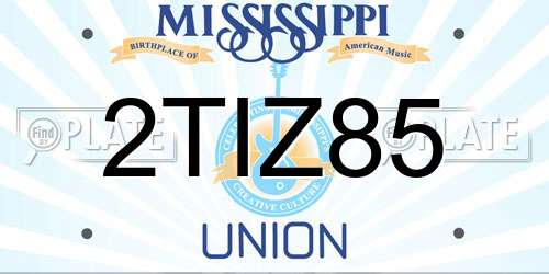 2TIZ85 Mississippi License Plate