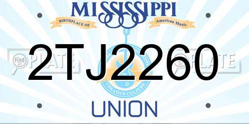 2TJ2260 Mississippi License Plate
