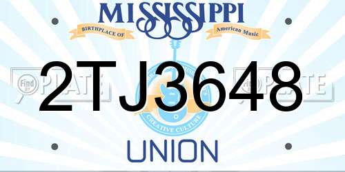 2TJ3648 Mississippi License Plate