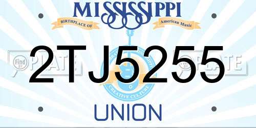 2TJ5255 Mississippi License Plate
