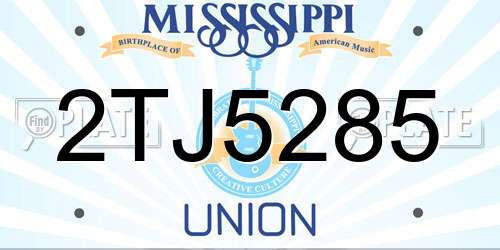 2TJ5285 Mississippi License Plate
