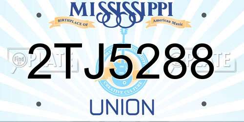 2TJ5288 Mississippi License Plate